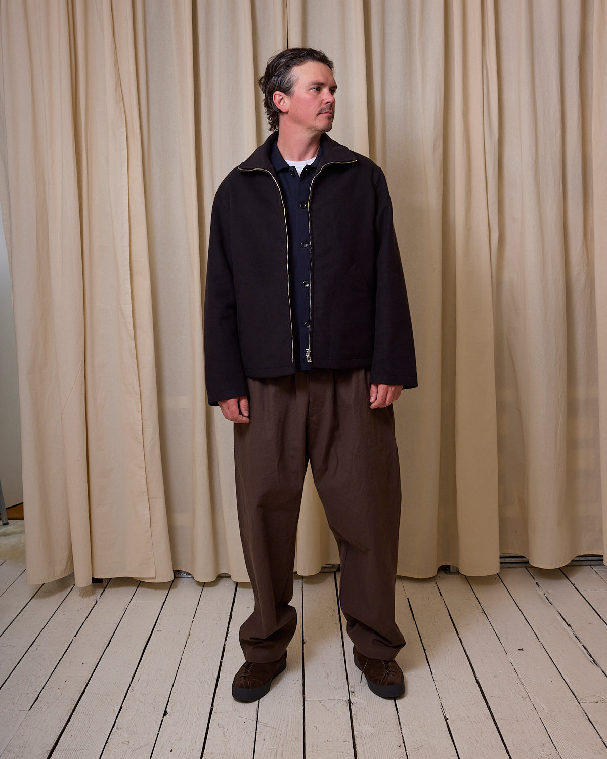 CIRCUIT JACKET - BLACK COTTON/SILK MOLESKIN