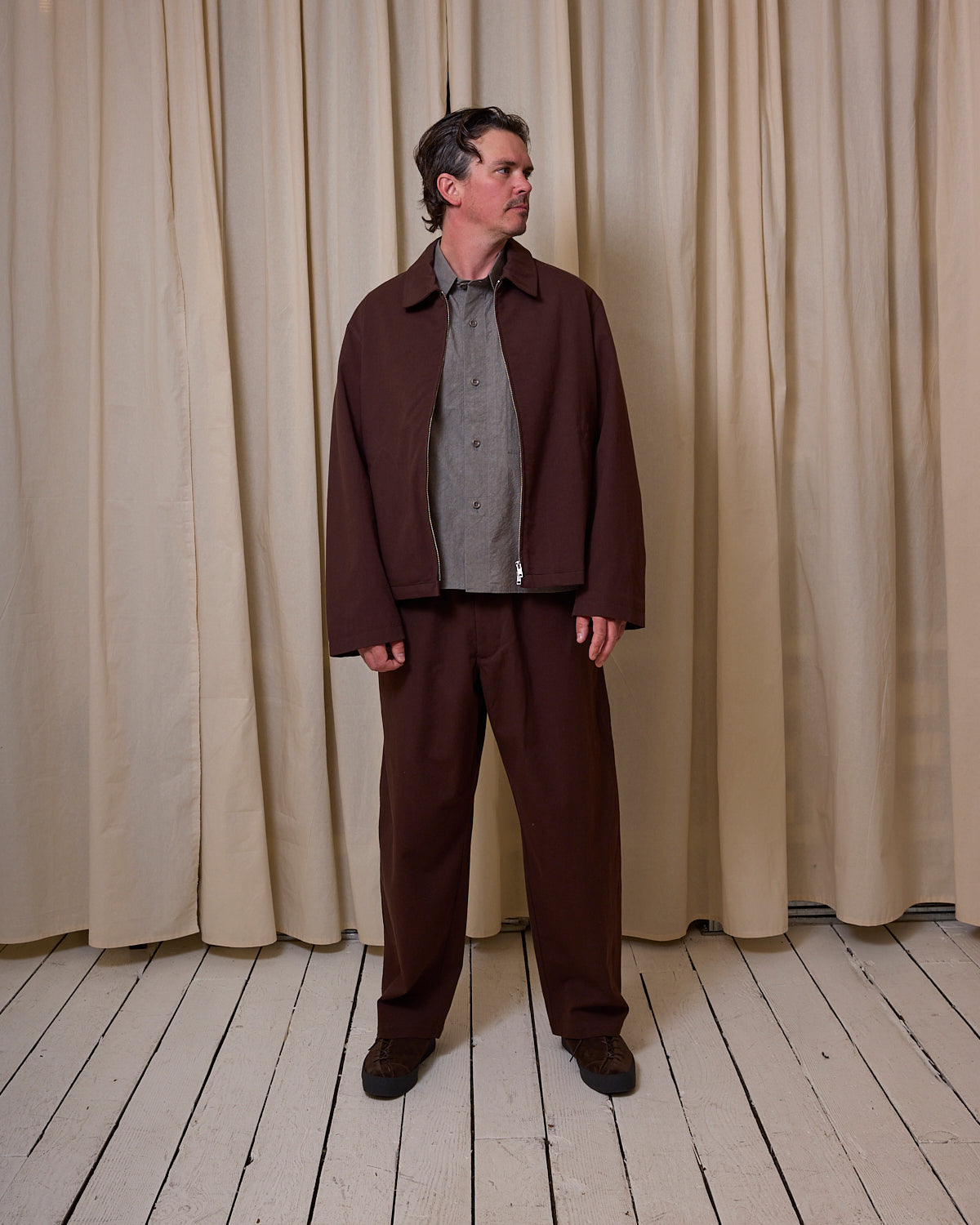 SITE JACKET - DARK BROWN COTTON/WOOL TWILL