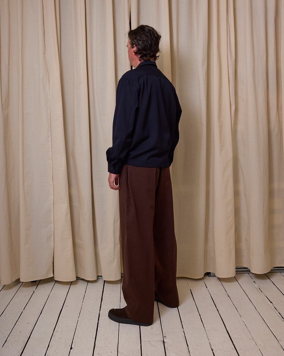 TRAVAIL SHIRT - NAVY MEDIUMWEIGHT WOOL GABARDINE