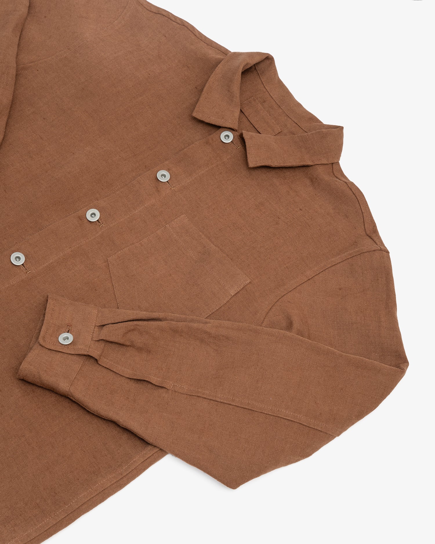 TRAVAIL SHIRT - CORSICA BROWN WELTERWEIGHT LINEN